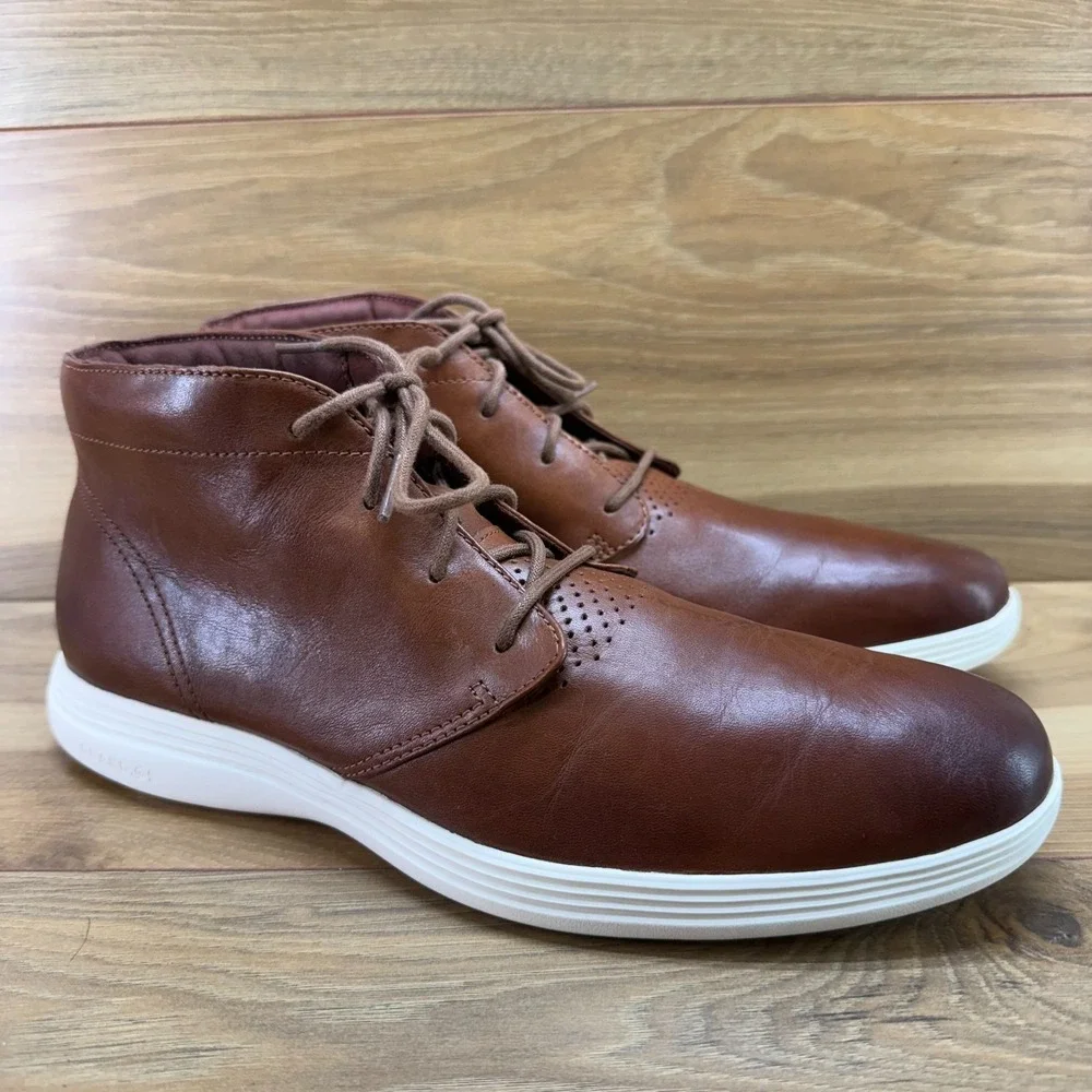 Cole Haan Grand Tour Chukka Boots Mens 10.5 Brown Leather Business Casual Modern